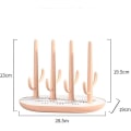 Miniatyrbilde 3 av 5: (Rosa) Tørkerack for babyflasker Kaktusdesign Avrenningsstativ for flasker og tilbehør, N