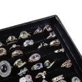 Miniatyrbillede 4 af 5: Velvet 100 Slots Ring Øreringe Display Box Showcase Opbevaring Case Holder Bakke Smykker Organizer Boxes