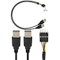 Pikkukuva 2 / 5: Emolevy 9-pin muuttuu kahdeksi USB2.0 urosjatkekaapeliksi 50cm/20 tuumaa