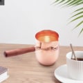 Miniatyrbilde 2 av 5: 450ml Håndlaget Kaffekjele i Ren Kobber, Gresk Kaffekjele med Tretrehåndtak, Kaffetrakter for Bari