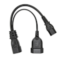 Pikkukuva 1 / 5: IEC320 C14 - IEC320 C13 ja EU4.0 naaras Y-haaroitusvirtajohto, 12,6 tuuman pituus, 10A 250V EU-pistokkeella