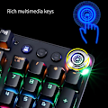 Miniatyrbilde 4 av 5: 104-tasters spill tastatur RGB belyst bakgrunnsbelyst kablet programmerbar for PC-spillere