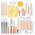 Miniatyrbild 1 av 5: 39 st modellering lera skulptur set diy trähandtag keramik verktyg set