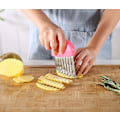 Miniatyrbillede 5 af 5: Pcs Kartoffelhakker Akselskærer Rustfrit Stål Crinkle Cut Chip Cutter Grøntsagsslicer (grøn+blå+gul+pink)