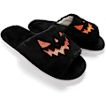 Miniatyrbillede 2 af 4: Halloween Spøgelses Slides/Halloween Græskar Tøfler Bløde Plys Hyggelige Åbne Tæer Kvinder Indendørs Udendørs Fuzzy Tøfler Unisex black eur40