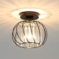 Miniatyrbilde 1 av 4: Krystall taklampe E27 LED taklampe Mini krystall lysekrone for kjøkken spisestue soverom gang inngang (svart)