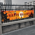 Pikkukuva 5 / 5: 98x 19 Suuri Onnellinen Halloween-Lippu Pitkä Halloween Ulkokoristelippu