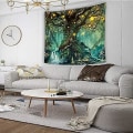Miniatyrbilde 5 av 5: Europeisk Blomster 3D Veggteppe Henge Kreativ Skog Realistisk 3D Teppet Hjem Decor Tree Print Veggkunst Teppet Strand Sol Sjal Sjal Sengeteppe
