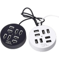Miniatyrbild 5 av 5: 8-portars låda Multi-dataöverföring Usb 2.0 Hub Rund Multi-port Distributörsadapter (vit)