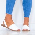 Miniatyrbillede 1 af 2: Dame Menorcan Peep Toe Flade Sandaler Sommer Strand Pumps Flade white eu 41