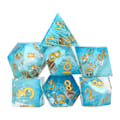 Miniatyrbillede 2 af 5: Eksklusivt polyhedral terningesæt - 7 stk. harpiks RPG-spil terninger til feriefest bar - blå