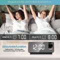 Miniatyrbild 3 av 4: Digital väckarklocka, Projektionsväckarklocka med tidsprojektion, Väckarklocka med projektion 180, 12/24 timmars LED-spegelväckarklocka, Temperatur