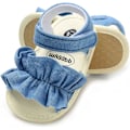 Pikkukuva 1 / 3: Vauvan tyttöjen kesäsandaalit kukkakuviolla, pehmeäpohjainen vastasyntynyt taapero ensimmäinen kävelijä pinnasänkymekko kengät 03 denim blue 0-6 months infant