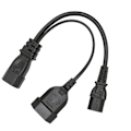 Pikkukuva 4 / 5: IEC320 C14 - IEC320 C13 ja EU4.0 naaras Y-haaroitusvirtajohto, 12,6 tuuman pituus, 10A 250V EU-pistokkeella