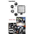 Miniatyrbillede 4 af 4: 4 x 48w LED-arbejdslys, firkantet projektør 12v 24v langtrækkende LED-forlygter Ip67 spot flood baklys til bil lastbil traktor Suv båd(4 stk)