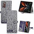 Miniatyrbillede 1 af 5: Samsung Galaxy Z Fold2 Etui Læder Pung Cover Emboss Mandala Magnetisk Flip Beskyttelse Stødsikker - Violet