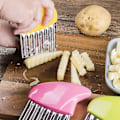Miniatyrbillede 3 af 5: Pcs Kartoffelhakker Akselskærer Rustfrit Stål Crinkle Cut Chip Cutter Grøntsagsslicer (grøn+blå+gul+pink)