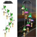 Miniatyrbilde 1 av 5: Solcelledrevne vindklokker for utendørs, vindklokker med 6 metallklokker, 7 farger skiftende LED-lys, vanntette vindklokker for innendørs utendørs, hage, terrasse De