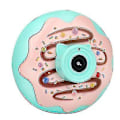Miniatyrbillede 4 af 4: 12,5*7*12,5cm Blå Bobleblæsende Legetøj Donut Boblemaskine Elektrisk Lys Og Musik Automatisk Bobleblæsende Kamera Børnelegetøj Az19243