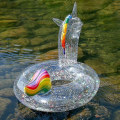 Miniatyrbild 2 av 5: Klar Glitter Flamingo Unicorn Badring för Barn Simcirkel Sommar Uppblåsbar Pool Float Vattenmadrass Poolparty Leksaker