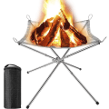 Miniatyrbillede 1 af 5: Bærbare ildskåle, Camping sammenklappelig rustfrit stål ildkurv, Rustfrit stål mesh pejs, Udendørs ildsted til udendørs, terrasse, camping, grill