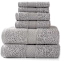 Miniatyrbilde 1 av 5: Sett med 2 badehåndklær og 4 håndklær, AB Fade Resistant, 100% bomull, grå