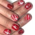 24-pack Lösnaglar Röda Glitter Snöflinga Juldesign Giftfria