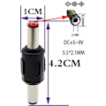 Miniatyrbild 5 av 5: DC 5,5 mm X 2,1 mm Strömadapter, DC Barrel Power 2,1 mm X 5,5 mm Hane till Hane Kopplingsdon (5-pack/hane)