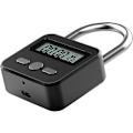 Miniatyrbild 3 av 5: Metall Timerlås, 99 Timmar Max Timerlås, USB Uppladdningsbart Timerhänglås med LCD-Display, Multifunktionell Mikroelektronisk Timer Black