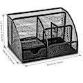 Miniatyrbild 3 av 5: Multifunktionell Skrivbordsförvaring, Enkel Skrivbordsorganisatör i Mesh med Udragbar Låda, Utrymmesbesparande Pennhållare (Svart)