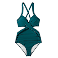 Miniatyrbild 4 av 5: Kvinnor främre kors urklippt baddräkt i ett stycke magkontroll badkläder tankini monokini strandkläder Blue L