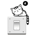Miniatyrbild 4 av 4: Väggdekor för Strömbrytare - Sovande Katt Design - Populär Produkt
