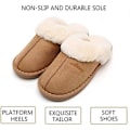 Miniatyrbild 4 av 5: Damtofflor Memory Foam Mjuka Slip-on Inneskor Mocka Fodrade med Fuskpäls Halkfri Sula Inomhus &amp; Utomhus Khaki1805 7-8 UK