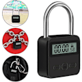 Miniatyrbild 2 av 5: Metall Timerlås, 99 Timmar Max Timerlås, USB Uppladdningsbart Timerhänglås med LCD-Display, Multifunktionell Mikroelektronisk Timer Black