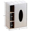 Miniatyrbild 4 av 5: Multifunktionell Pennhållare och Tissue Box-överdrag i Läder, Skrivbordsförvaringslåda för Hem och Kontor (Vitt Rutmönster)