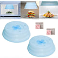 Miniatyrbild 1 av 5: Magnetiskt Mikrovågsugnsskydd Mikrovågsugn Hovering Skydd Stänkskydd Hopfällbart Mikrovågsugn Mattskydd Silikon Konserveringsskydd för Mat Kökspryl Microwave Plate Cover-2 Pcs