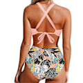 Miniatyrbild 4 av 5: Kvinnor främre kors urklippt baddräkt i ett stycke magkontroll badkläder tankini monokini strandkläder Pink XXL