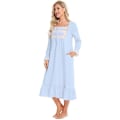 Miniatyrbild 1 av 5: Viktorianska Pyjamas Bomull Pyjamas Långärmad Nattlinne Light blue L