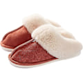 Miniatyrbild 1 av 5: Damtofflor Memory Foam Mjuka Slip-on Inneskor Mocka Fodrade med Fuskpäls Halkfri Sula Inomhus &amp; Utomhus Red1805 3.5-5 UK