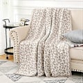 Miniatyrbild 2 av 5: Sungeek Ultra Mjuk Plysch Leopard Pläd Filt Varm och Mysig Stickad Polyester Filt Lyxig Vändbar Gepard Filt för Soffa Säng Resa 127 Light Grey
