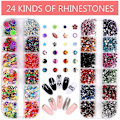 Miniatyrbild 3 av 5: Kaxich Nagelkonst Kit Nagelkonstset 15st Nagelpenslar 5st Dotting Pens 24 Olika DIY Rhinestones 10 Rullar Nagelband Nagelbandstång en
