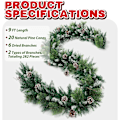 Miniatyrbild 4 av 5: 9 ft förbelyst julgirlander med 100 lampor batteridriven timer Green Snow Branches Garland