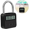 Miniatyrbild 4 av 5: Metall Timerlås, 99 Timmar Max Timerlås, USB Uppladdningsbart Timerhänglås med LCD-Display, Multifunktionell Mikroelektronisk Timer Black