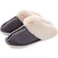 Miniatyrbild 1 av 5: Damtofflor Memory Foam Mjuka Slip-on Inneskor Mocka Fodrade med Fuskpäls Halkfri Sula Inomhus &amp; Utomhus Grey1805 7-8 UK