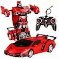 Miniatyrbild 1 av 2: Transformer Robot RC Bil Leksak Med Ljus För Barn Present 2.4ghz Fjärrkontroll Billeksaker Enknapps Deformation/YY Red