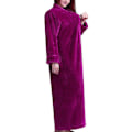 Miniatyrbild 3 av 5: Dam Zip Fleece Våfflad Lång Morgonrock Fluffig Handduksbadrock Sovplagg Rose Red M