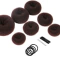 Donut Hårknutsset - 7 Ringar (1 Extra Stor 2 Stor 2 Mellan 2 Liten) 5 Elastiska Band 20 Hårnålar Mörkbrun