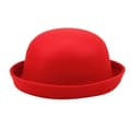 Elegant Voksen Solid Hatt Med Opprullet Brede Panama Bowlerhatt Bøttehatt Red