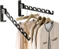 Wall Mounted Clothes Hanger Black Clothes Drying Rack Organizer Clothes Hooks Aluminum Retractable - Black 2-pack