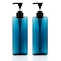 2-pack 1000 ml Pump Bottle Dispenser Refillable Square Dispenser Empty Pump Bottle For Special Gifts Ocean Blue